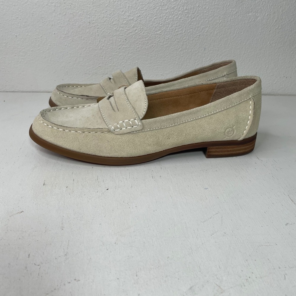 Born Suede Penny Loafers Womens 11 M Cream Beige Slip On Shoes BR0017879 - Picture 3 of 16